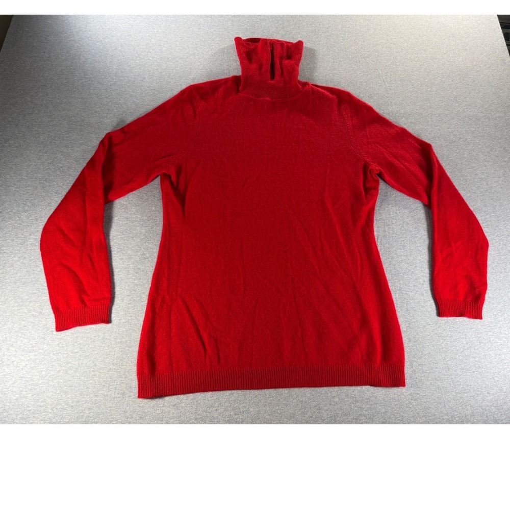 Charter Club Luxury Red Cashmere Turtleneck Sweater Womens Medium FA20 100065346